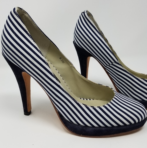 navy and white pumps